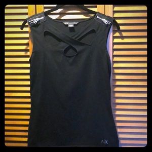 Armani Exchange Black Cutout Zipper Top